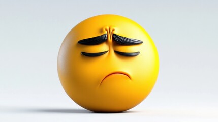 Fototapeta premium Sad Emoji with Mustache and Frown Expression