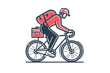 Fototapeta premium Glyph of a bicycle courier, designed with clean lines for efficient delivery symbolization.