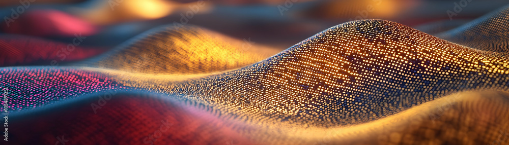 Poster close up holographic code macro shot futuristic cloud development technology in mid air rotating cam
