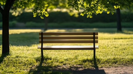 Fototapeta premium Empty Park Bench Under Tree