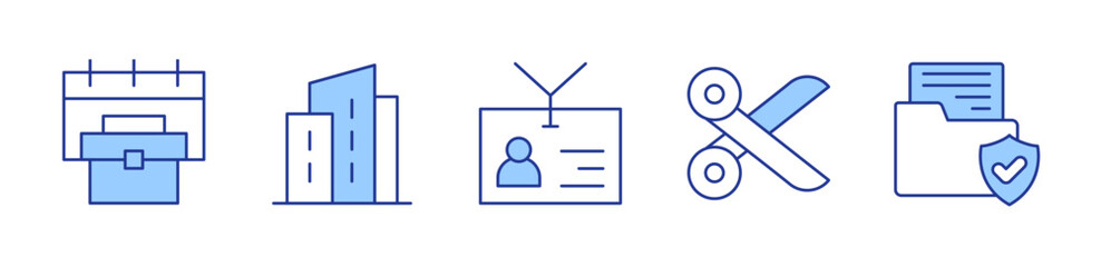 scissors, documents, office, building, badge. icon vector illustration. Line Duotone style. Editable stroke