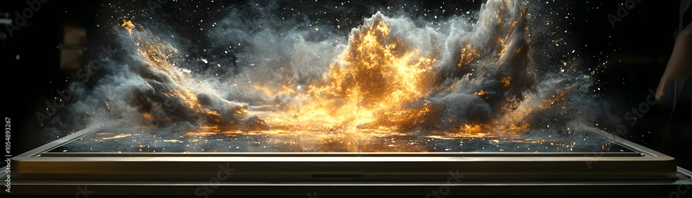 Poster cloud innovation competence: tech professional configuring cloud infrastructure on tablet with soft 