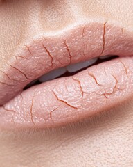 Fototapeta premium Close-Up of Cracked and Dry Lips in Need of Moisturizer