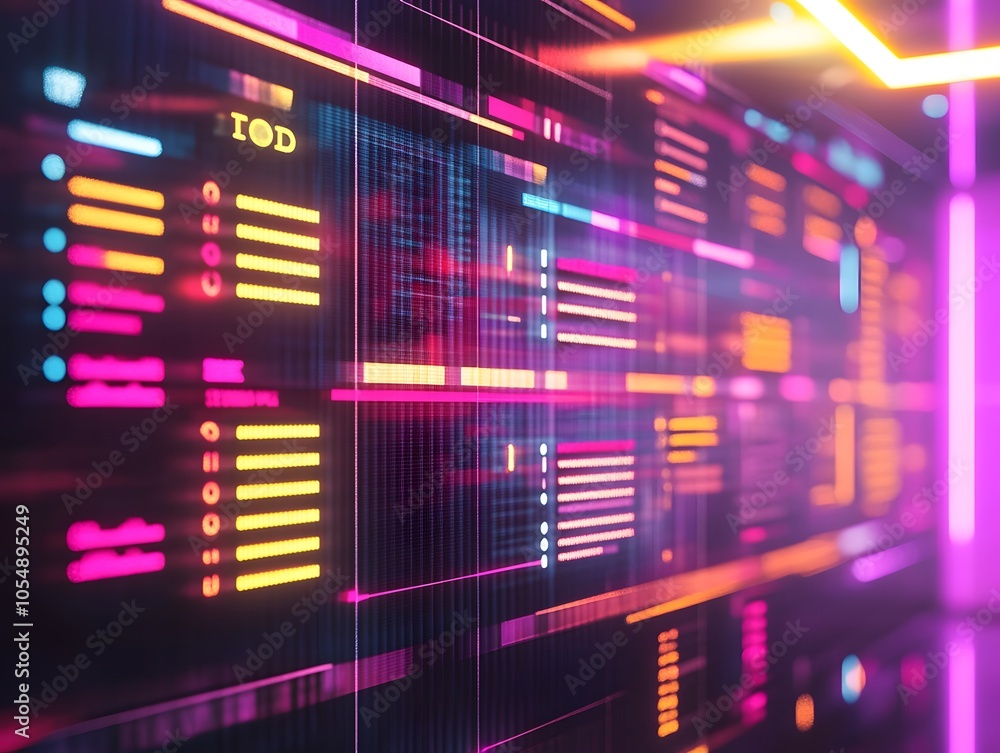 Aufkleber a vibrant digital background featuring colorful neon lines and data streams, ideal for technology an