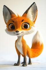 Obraz premium Cute Cartoon Fox with Big Eyes