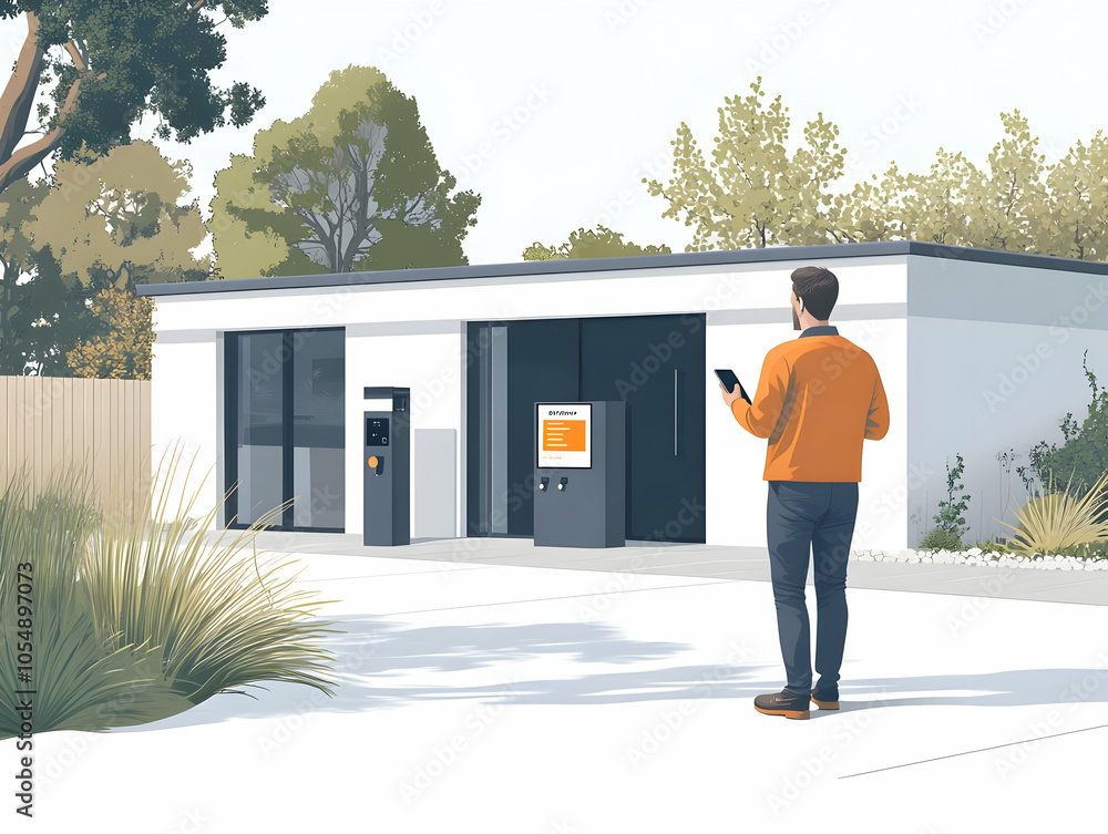 Poster flat automated energy management system � homeowner using smartphone to control efficient home energ