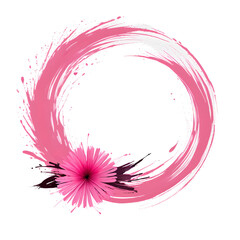Circle flower color brush stroke on transparent background