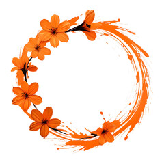 Circle flower color brush stroke on transparent background