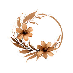 Circle flower color brush stroke on transparent background