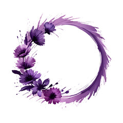 Circle flower color brush stroke on transparent background