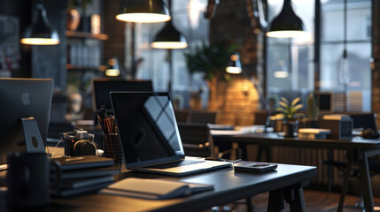 modern office with collaborative workstations and stylish decor