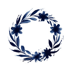 Circle flower color brush stroke on transparent background