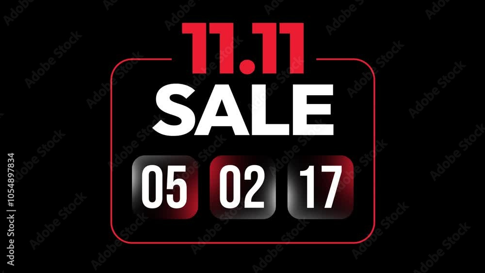 Poster 11 november sales count down 20 seconds 4k animation on black backdrop. numbers running count down a