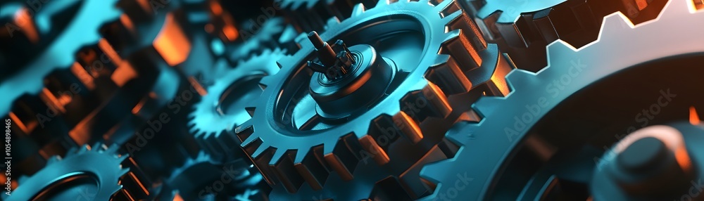 Poster close-up view of intricate gears showcasing engineering precision and mechanical innovation with vib
