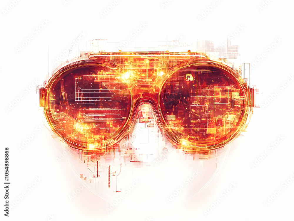 Poster futuristic glasses ai hud interface macro view close up smart technology details holographic growth 