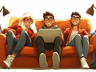 Flat design college students collaborating on AI project brainstorming coding modern classroom candid moment teamwork AI learning enthusiasm expertise vector illustration