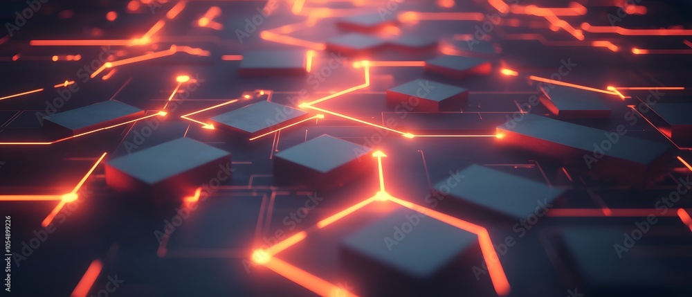 Poster dynamic abstract background with glowing lines and geometric shapes creating a vibrant tech-inspired