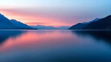 Fototapeta premium Mountain Lake Sunrise Reflection