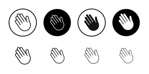 Hand icon Flat simple outline set