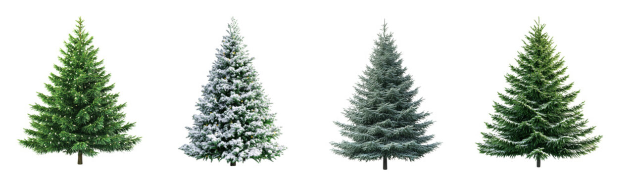 Christmas Trees in Various Styles for Festive Holiday Decor and Celebration PNG Icon on transparent background