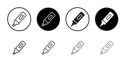 Marker icon Flat simple outline set