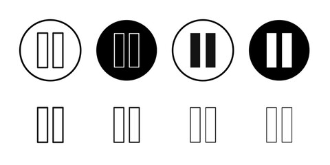 Pause icon Flat simple outline set