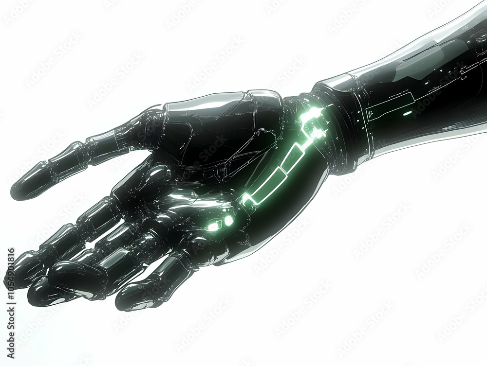 Aufkleber ai robot hand floating holographic interface growth charts technology illustration | simple vector d