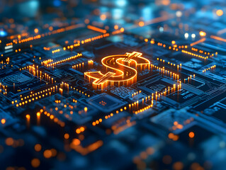 Flat Floating Dollar Sign Glowing Financial Symbols Concept Mastery in Finance Innovation Business Trends Isolated White Background Simple Flat Vector Illustration Smart Business Tone Infographics