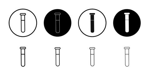 Test tube icon Flat simple outline set