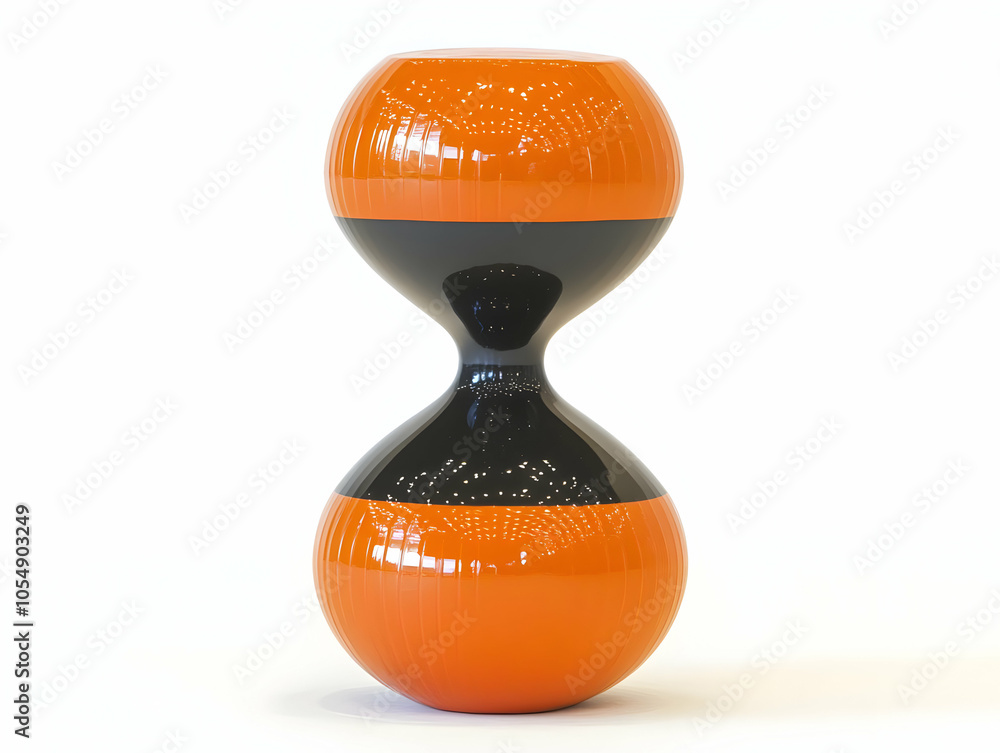 Poster flat floating hourglass with glowing sand particles symbolizing mastery over time in productivity - 