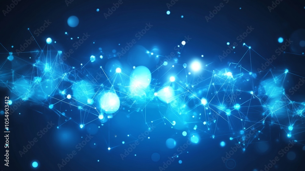 Aufkleber a vibrant blue abstract background featuring luminous particles and interconnected lines, evoking a 