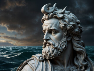 A work of art in the classical Roman style depicting Neptune, the god of the sea.