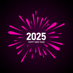 2025 Happy New Year design on a black background. Happy New Year 2025 with fireworks. Vector design illustration. 2025 poster design