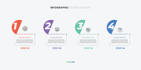 Infographic 4 Step timeline journey, calendar Flat simple infographics design template. presentation graph