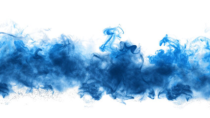 A blue smoke explosion border isolated on a transparent background