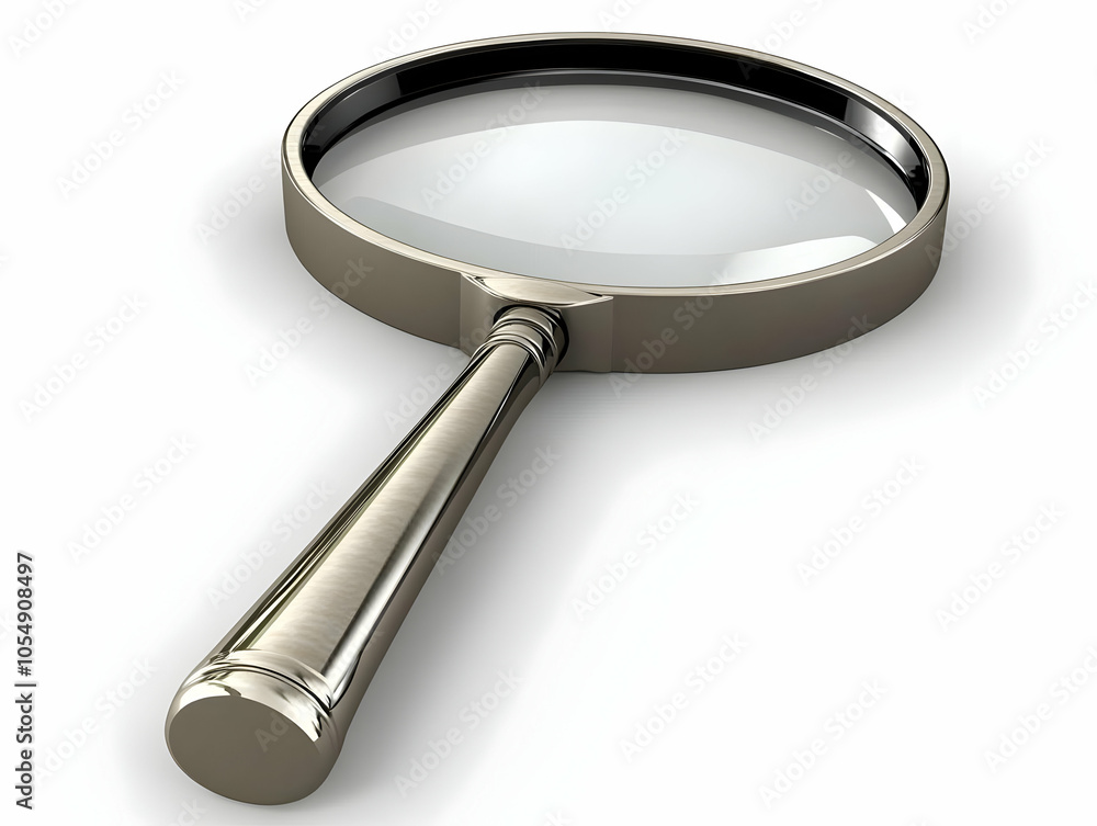 Poster flat magnifying glass with glowing question mark symbolizing discovery problem solving innovation tr