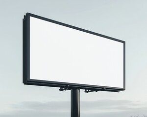 Fototapeta premium A blank billboard stands against a clear sky, ready for advertisement or message display.
