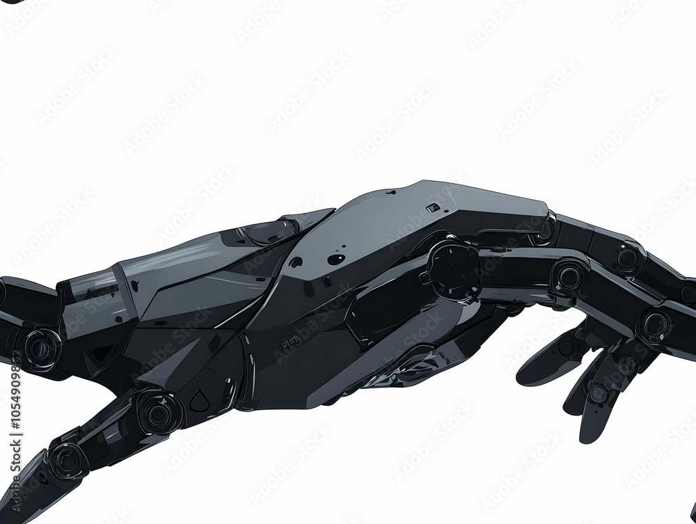 Poster flat robotic hand in action macro shot automated technology symbolizing human achievement detailed m