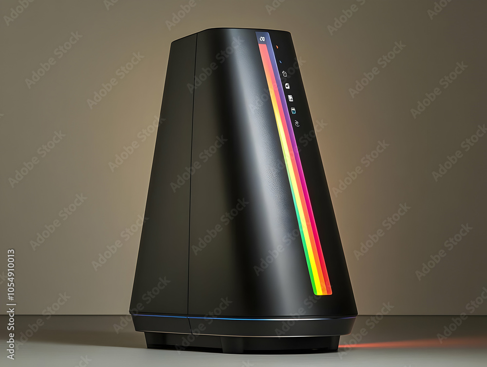 Aufkleber flat smart home device holographic control panel medium shot sleek automation efficiency soft glow c