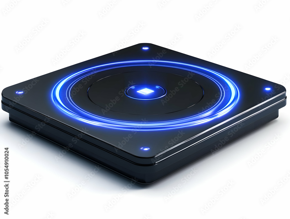 Poster flat smart home device holographic control panel concept medium shot sleek automation efficiency flo