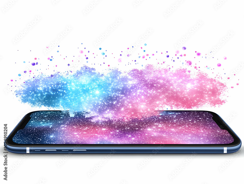 Aufkleber flat smartphone floating ai icons holographic data flow digital innovation concept glowing projectin