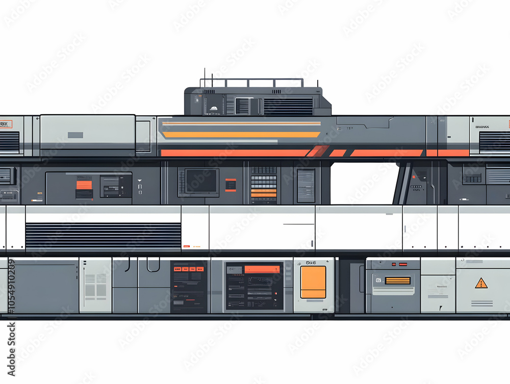 Poster Flat Smart Transportation Control Hub Macro Shot Interface Autonomous Vehicles Seamless Automation Efficient Transportation Advanced Technology Simple Vector Illustration