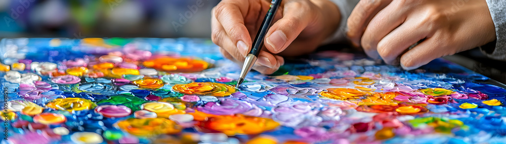 Poster freelance artist automated design tools close up shot tablet precision creativity finalizing project