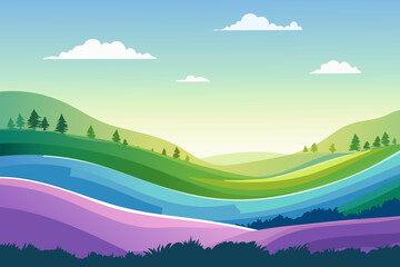 Obraz premium Bright rainbow gradient with overlapping blue, green, and purple layers