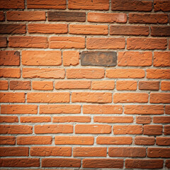 Obraz premium Red brick wall with a textured surface showcasing an old, weathered appearance and a solid architectural design