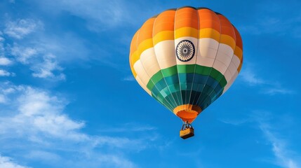 Naklejka premium Colorful Hot Air Balloon in Clear Blue Sky