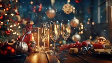 Elegant New Year 2025 scene with holiday cheer