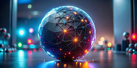 Glossy Digital Network Background Interconnected Nodes Lines Copy Space Modern Visual for Science Fiction Day Advertisements Banners Perfect Science Fiction Concept Photo Stock