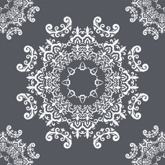 Damask Flower Vintage Ndebele Traditional Pattern Art Folk Embroidery, Aztec Ornament Print. Design for Carpet, Wallpaper, Clothing, Wrapping, Fabric