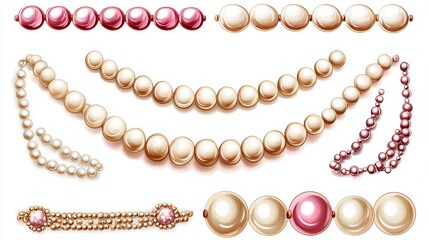 Obraz premium Elegant Pearl Jewelry Set Necklaces Bracelets and Beads